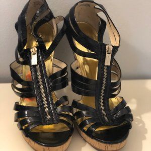 Michael Kors T-Strap Embossed Leather Sandals